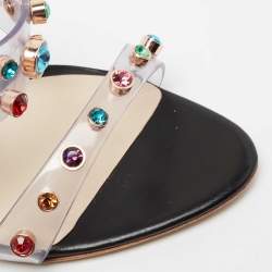 Pre Owned Sophia Webster Black PVC And Leather Rosalind Gem Mule Sandals Size 41