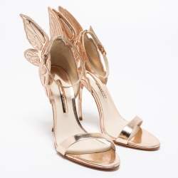 Pre Owned Sophia Webster Metallic Rose Gold Leather Chiara Butterfly Ankle Strap Sandals Size 40