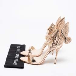Pre Owned Sophia Webster Metallic Rose Gold Leather Chiara Butterfly Ankle Strap Sandals Size 40