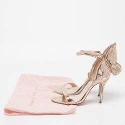 Pre Owned Sophia Webster Metallic Rose Gold Leather Chiara Butterfly Ankle Strap Sandals Size 38