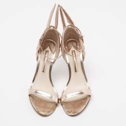 Pre Owned Sophia Webster Metallic Rose Gold Leather Chiara Butterfly Ankle Strap Sandals Size 38