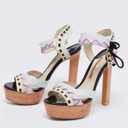 Sophia Webster Multicolor Leather Riko Pastel Platform Sandals Size 38