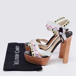 Sophia Webster Multicolor Leather Riko Pastel Platform Sandals Size 38