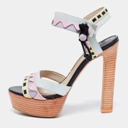 Sophia Webster Multicolor Leather Riko Pastel Platform Sandals Size 38
