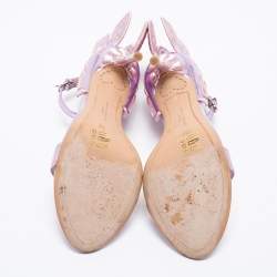 Pre Owned Sophia Webster Metallic Purple Leather And Fabric Chiara Butterfly Ankle Strap Sandals Size 36