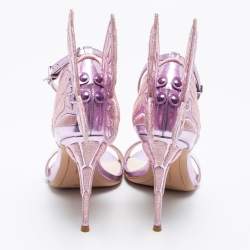 Pre Owned Sophia Webster Metallic Purple Leather And Fabric Chiara Butterfly Ankle Strap Sandals Size 36