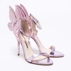 Pre Owned Sophia Webster Metallic Purple Leather And Fabric Chiara Butterfly Ankle Strap Sandals Size 36