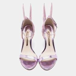 Pre Owned Sophia Webster Metallic Purple Leather And Fabric Chiara Butterfly Ankle Strap Sandals Size 36