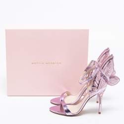Pre Owned Sophia Webster Metallic Purple Leather And Fabric Chiara Butterfly Ankle Strap Sandals Size 36