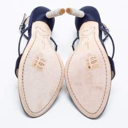 Pre Owned Sophia Webster Navy Blue Satin Rosalind Ankle Strap Sandals Size 36