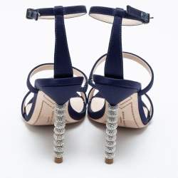 Pre Owned Sophia Webster Navy Blue Satin Rosalind Ankle Strap Sandals Size 36