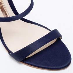 Pre Owned Sophia Webster Navy Blue Satin Rosalind Ankle Strap Sandals Size 36