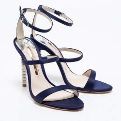 Pre Owned Sophia Webster Navy Blue Satin Rosalind Ankle Strap Sandals Size 36