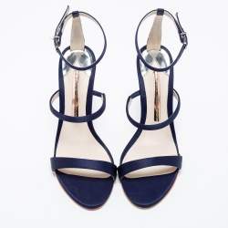 Pre Owned Sophia Webster Navy Blue Satin Rosalind Ankle Strap Sandals Size 36