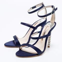 Pre Owned Sophia Webster Navy Blue Satin Rosalind Ankle Strap Sandals Size 36
