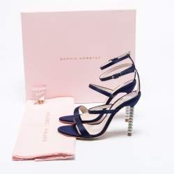 Pre Owned Sophia Webster Navy Blue Satin Rosalind Ankle Strap Sandals Size 36