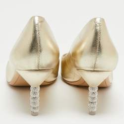 Sophia Webster Gold Leather Coco Embellished Pointed Toe Pumps Size 40