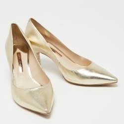 Sophia Webster Gold Leather Coco Embellished Pointed Toe Pumps Size 40