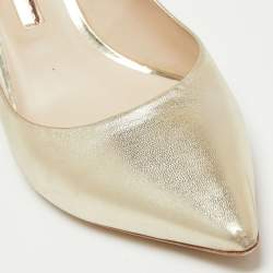 Sophia Webster Gold Leather Coco Embellished Pointed Toe Pumps Size 40