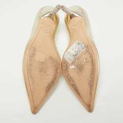 Sophia Webster Gold Leather Coco Embellished Pointed Toe Pumps Size 40