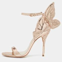 Pre Owned Sophia Webster Metallic Rose Gold Leather Chiara Butterfly Ankle Strap Sandals Size 39
