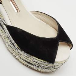 Sophia Webster Black Suede Platform Wedge Sandals Size 36.5
