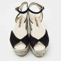 Sophia Webster Black Suede Platform Wedge Sandals Size 36.5