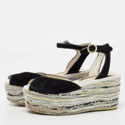Sophia Webster Black Suede Platform Wedge Sandals Size 36.5