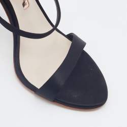 Pre Owned Sophia Webster Black Satin Rosalind Ankle Strap Sandals Size 38