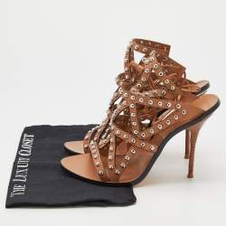 Pre Owned Sophia Webster Brown Leather Strappy Sandals Size 40