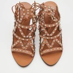 Pre Owned Sophia Webster Brown Leather Strappy Sandals Size 40