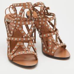 Pre Owned Sophia Webster Brown Leather Strappy Sandals Size 40