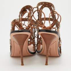 Pre Owned Sophia Webster Brown Leather Strappy Sandals Size 40