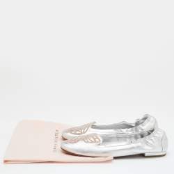 Sophia Webster Silver Leather Scrunch Ballet Flats Size 39