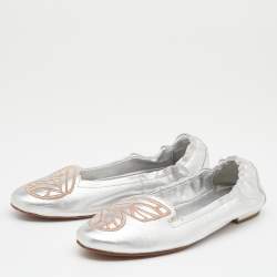 Sophia Webster Silver Leather Scrunch Ballet Flats Size 39