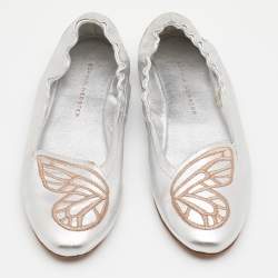 Sophia Webster Silver Leather Scrunch Ballet Flats Size 39