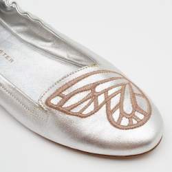 Sophia Webster Silver Leather Scrunch Ballet Flats Size 39