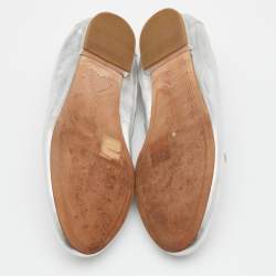 Sophia Webster Silver Leather Scrunch Ballet Flats Size 39
