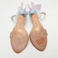 Pre Owned Sophia Webster Multicolor Glitter and Metallic Leather Chiara Ankle-Strap Sandals Size 38.5