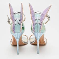 Pre Owned Sophia Webster Multicolor Glitter and Metallic Leather Chiara Ankle-Strap Sandals Size 38.5