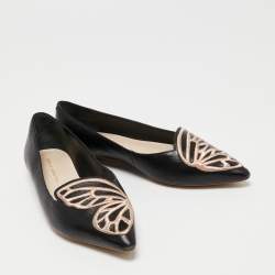 Sophia Webster Black Leather Bibi Butterfly Pointed Toe Ballet Flats Size 36