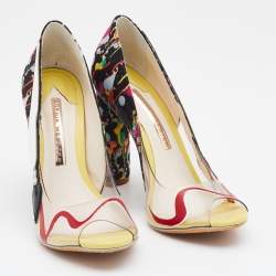 Sophia Webster Multicolor PVC And Fabric Party Like Pollock Peep Toe Pumps Size 36