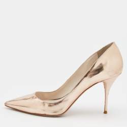 Sophia Webster Metallic Rose Gold Leather Coco Flamingo Pointed Toe Pumps Size 41