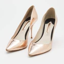 Sophia Webster Metallic Rose Gold Leather Coco Flamingo Pointed Toe Pumps Size 41