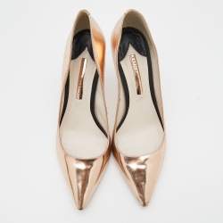 Sophia Webster Metallic Rose Gold Leather Coco Flamingo Pointed Toe Pumps Size 41