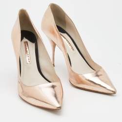 Sophia Webster Metallic Rose Gold Leather Coco Flamingo Pointed Toe Pumps Size 41