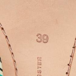 Sophia Webster White/Black Leather and Suede Flamingo T Bar Ankle Strap Sandals Size 39