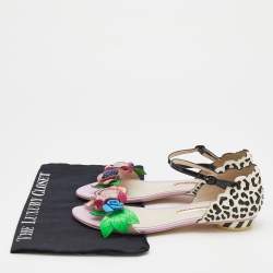 Pre Owned Sophia Webster Multicolor Leather Lilico Embellished Flat Sandals Size 39.5