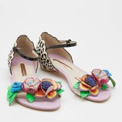 Pre Owned Sophia Webster Multicolor Leather Lilico Embellished Flat Sandals Size 39.5