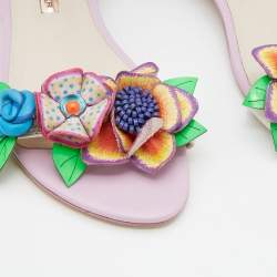 Pre Owned Sophia Webster Multicolor Leather Lilico Embellished Flat Sandals Size 39.5